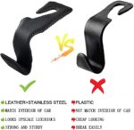 Car Hooks Universal Car Vehicle Back Seat Headrest Hanger Holder Hook Microfiber Leather & Stainless Steel for Bag Purse Cloth Drink Grocery (Black) - Image 4