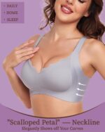 Scalloped Lift Bras for Women No Underwire Buttery Soft Push Up Wireless Bras V Neck Seamless Bralettes - Image 4