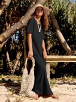 MEROKEETY Women's 2025 Summer Maxi Dress Casual Short Sleeve Beach Vacation Crewneck Basic Long T Shirt Dresses - Image 8