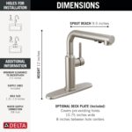 Delta Daneri Brushed Nickel Kitchen Faucet with Pull-Out Sprayer, Modern Single Hole Kitchen Sink Faucet, Single Handle, Stainless 16879-SS-DST - Image 5