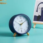 4 inches Super Silent Alarm Clock, Navy Blue Beep Wake Round Alarm Clock with Night Light,Battery Operated,Easy Set Entry Lux Stylefor Desk, Bedroom and Home Decoration - Image 5
