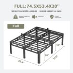 NKZ Full Size Bed Frame 20 Inch, Metal Bed Frame & Box Spring 2 in 1 Platform with Round Corner Legs, 4000lbs Weight Capacity Reinforced Metal Frame, Headboard Hole, Noise-Free, Easy Assembly - Image 3