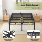 NKZ Full Size Bed Frame 20 Inch, Metal Bed Frame & Box Spring 2 in 1 Platform with Round Corner Legs, 4000lbs Weight Capacity Reinforced Metal Frame, Headboard Hole, Noise-Free, Easy Assembly - Image 6