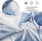 Blue Leaf Shower Curtain, Blue Watercolor Eucalyptus Leaves Botanical Plants Bathroom Curtain Waterproof Fabric Machine Washable with Hooks, 72" Wx72 L - Image 5