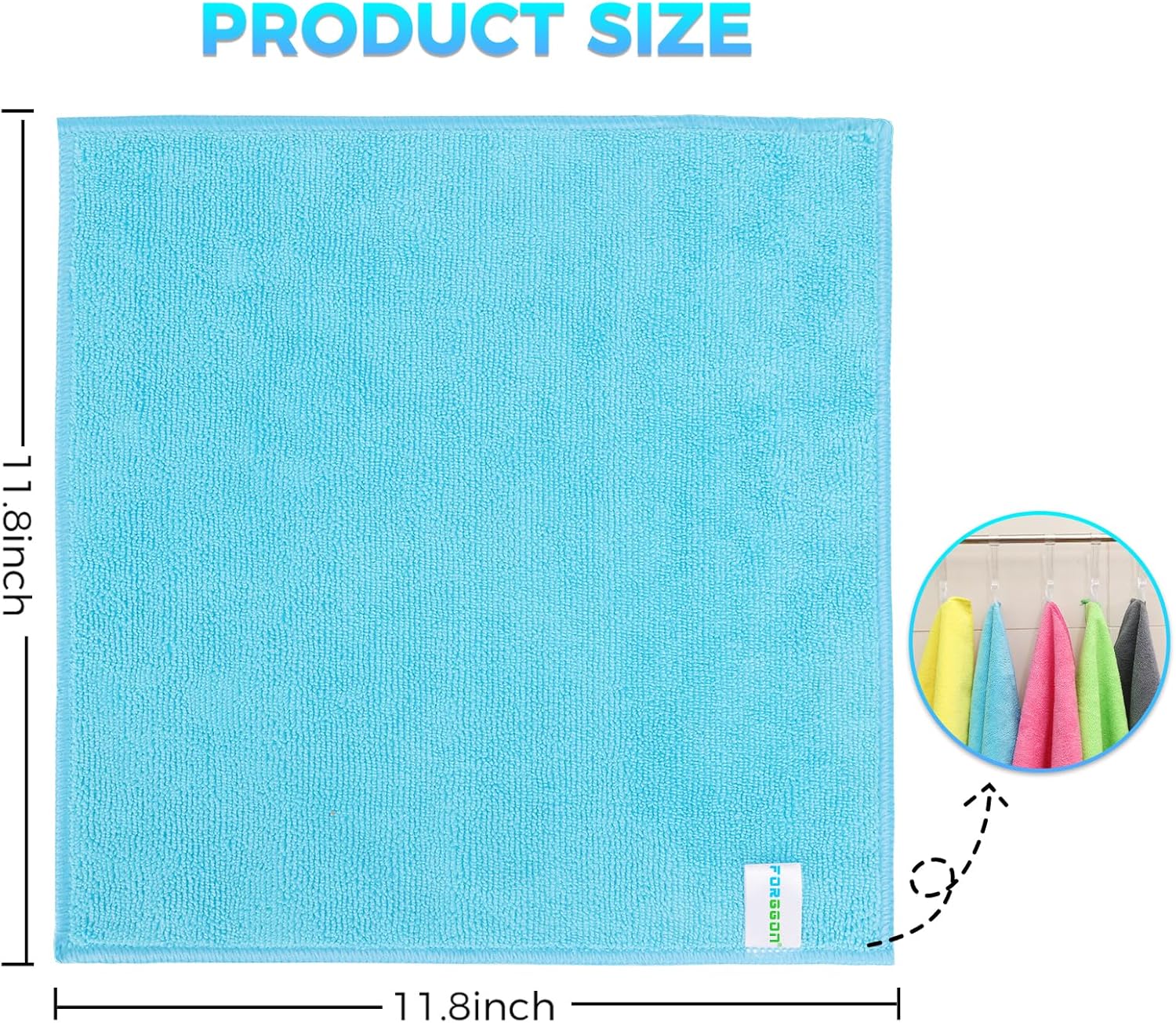 Microfiber Cleaning Cloth, Pack of 15, Lint Free, Absorbent, Streak Free, Non-Abrasive, Reusable and Washable，Cleaning Towels with 5 Color Assorted,11.8"X11.8"(Green/Blue/Yellow/Pink/Grey) - Image 3