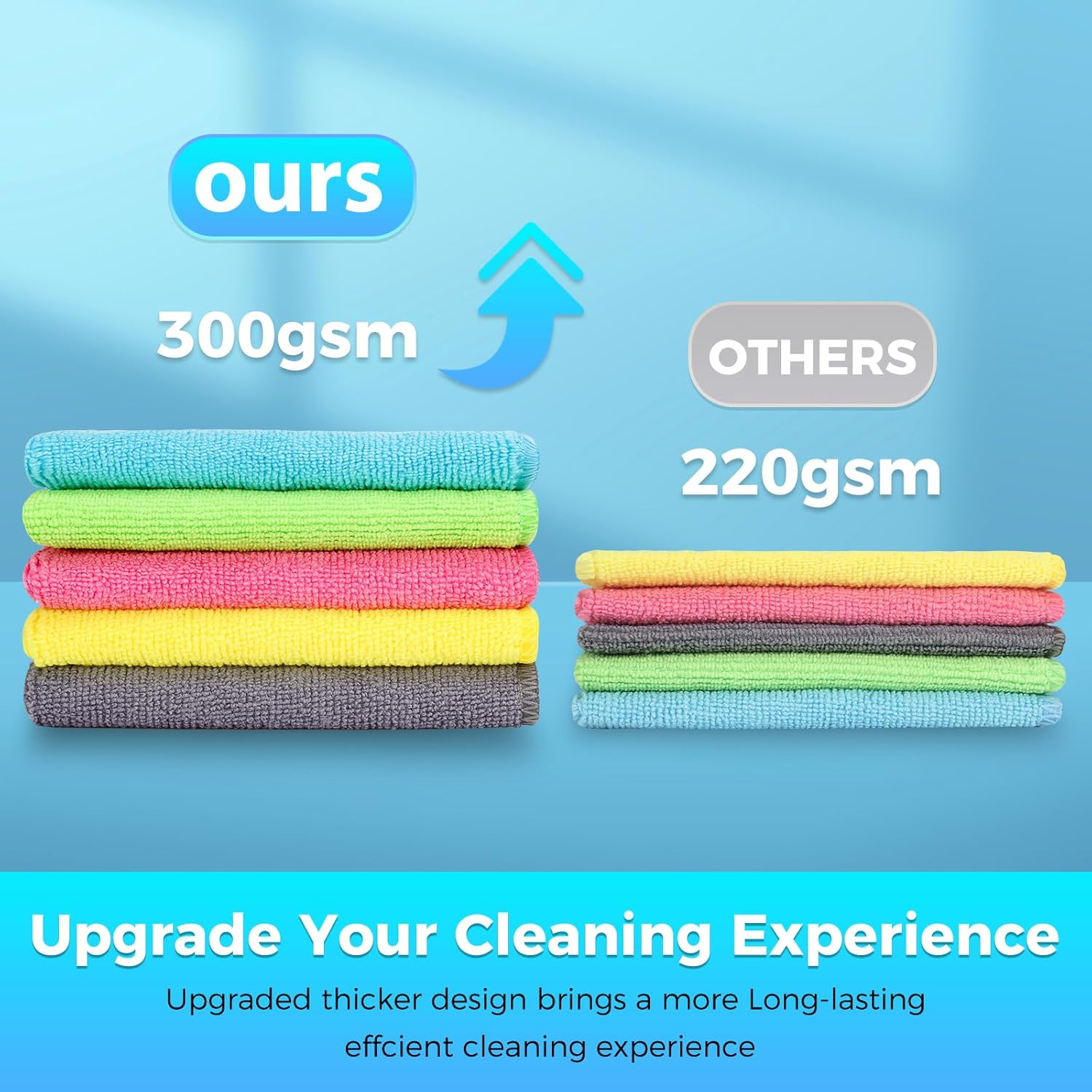Microfiber Cleaning Cloth, Pack of 15, Lint Free, Absorbent, Streak Free, Non-Abrasive, Reusable and Washable，Cleaning Towels with 5 Color Assorted,11.8"X11.8"(Green/Blue/Yellow/Pink/Grey) - Image 4