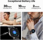 TOZO AMOLED S5 Smart Watch (Answer/Make Calls), 1.43" HD Screen for Men Women 100+ Sport Modes Fitness Watchs with Sleep Monitor, IP68 Waterproof, Silicone Strap Black - Image 3