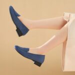 FINIWOR Womens Black Chunky Low Heel Pumps Suede Dress Flats Shoes Comfortable Work Loafers Business Office Shoes - Image 7
