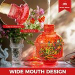 Blown Glass Hummingbird Feeders for Outdoors, 25 Ounces Wild Bird Nectar Feeder with Perch & 5 Flower Feeding Ports Leak Proof Hanging for Garden Backyard Decor, Gifts for Women Mom, Red - Image 6