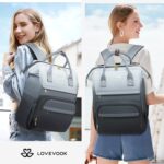 LOVEVOOK Gradient Laptop Backpack for Women,17.3 Inch Work Computer Bakcpack Purse Laptop Bag With Anti-Theft Pocket,Waterproof Carry on Teacher College Backpack for Travel,Black-White-Gray - Image 9