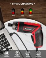 AVID POWER Electric Screwdriver Set Rechargeable 4V Cordless Screwdriver Kit with 44pcs Accessories, 5.65Nm Screw Gun, 5+1 Torque Setting, 2 Position Handle with LED Light - Image 3