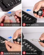 AVID POWER Electric Screwdriver Set Rechargeable 4V Cordless Screwdriver Kit with 44pcs Accessories, 5.65Nm Screw Gun, 5+1 Torque Setting, 2 Position Handle with LED Light - Image 6