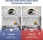 13" Low Profile Ceiling Fans with Lights and Remote,Dimmable 36W 3000-6000K LED Fan Light with Remote Control,Modern Ceiling Fans Flush Mount Lighting for Bedroom Living Room(Black 02) - Image 3