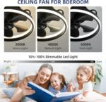 13" Low Profile Ceiling Fans with Lights and Remote,Dimmable 36W 3000-6000K LED Fan Light with Remote Control,Modern Ceiling Fans Flush Mount Lighting for Bedroom Living Room(Black 02) - Image 4