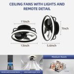 13" Low Profile Ceiling Fans with Lights and Remote,Dimmable 36W 3000-6000K LED Fan Light with Remote Control,Modern Ceiling Fans Flush Mount Lighting for Bedroom Living Room(Black 02) - Image 6