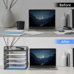 Supeasy 5 Trays Paper Organizer Letter Tray with Handle-Mesh Desk File Organizer, Paper Sorter Desk Organizer for Office, Home or School - Image 5