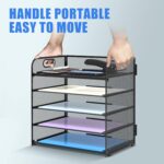 Supeasy 5 Trays Paper Organizer Letter Tray with Handle-Mesh Desk File Organizer, Paper Sorter Desk Organizer for Office, Home or School - Image 6