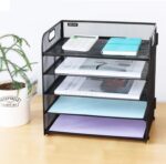 Supeasy 5 Trays Paper Organizer Letter Tray with Handle-Mesh Desk File Organizer, Paper Sorter Desk Organizer for Office, Home or School - Image 9
