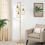 Dimmable Industrial Floor Lamps for Living Room, Gold Tree Standing Tall Lamps with 3 Elegant Teardrop Cage Head & 800 Lumens LED Bulbs for Bedroom Office - Image 8