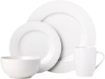 Amazon Basics 16-Piece Porcelain Kitchen Dinnerware Set with Plates, Bowls and Mugs, Service for 4 - White - Image 3