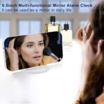 SZELAM Digital Clock Large Display, LED Electric Alarm Clocks Mirror Surface for Makeup with Diming Mode, 3 Levels Brightness, Dual USB Ports Modern Decoration for Home Bedroom Decor-White (001) - Image 3