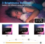 SZELAM Digital Clock Large Display, LED Electric Alarm Clocks Mirror Surface for Makeup with Diming Mode, 3 Levels Brightness, Dual USB Ports Modern Decoration for Home Bedroom Decor-White (001) - Image 4