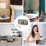 SZELAM Digital Clock Large Display, LED Electric Alarm Clocks Mirror Surface for Makeup with Diming Mode, 3 Levels Brightness, Dual USB Ports Modern Decoration for Home Bedroom Decor-White (001) - Image 8