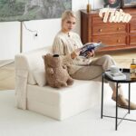 Tiita Folding Sofa Bed with Pillow Twin Size Mattress&Plush Fabric with Portable Storage Bag,Floor Lounger Chair Bed for Living Room,Guest Room,Dorm,Apartment,Upstairs Loft,Home Office,Beige - Image 3