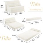 Tiita Folding Sofa Bed with Pillow Twin Size Mattress&Plush Fabric with Portable Storage Bag,Floor Lounger Chair Bed for Living Room,Guest Room,Dorm,Apartment,Upstairs Loft,Home Office,Beige - Image 4