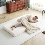 Tiita Folding Sofa Bed with Pillow Twin Size Mattress&Plush Fabric with Portable Storage Bag,Floor Lounger Chair Bed for Living Room,Guest Room,Dorm,Apartment,Upstairs Loft,Home Office,Beige - Image 7