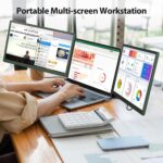 14’’ Triple Laptop Screen Extender, 1080P FHD Portable Dual Monitor for Laptop USB C HDMI, Plug-Play Laptop Monitor Extender for Triple Display for Mac/Windows, Fit 13”-17.3” Laptops - Image 3