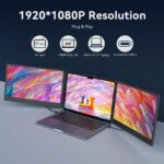 14’’ Triple Laptop Screen Extender, 1080P FHD Portable Dual Monitor for Laptop USB C HDMI, Plug-Play Laptop Monitor Extender for Triple Display for Mac/Windows, Fit 13”-17.3” Laptops - Image 4