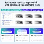 14’’ Triple Laptop Screen Extender, 1080P FHD Portable Dual Monitor for Laptop USB C HDMI, Plug-Play Laptop Monitor Extender for Triple Display for Mac/Windows, Fit 13”-17.3” Laptops - Image 7