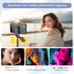 Sensyne Selfie Stick with Light, Phone Tripod with 360° Rotatable Handle Compatible with Cellphones for Selfies/Photography/Video Calls/Live Stream/Content Creating (Black) - Image 4