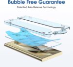 amFilm Auto-Alignment OneTouch for Samsung Galaxy S24 Ultra 6.8'' Screen Protector + Camera Lens Protector, Tempered Glass, 30 seconds Installation, Bubble Free, Case Friendly, Anti-Scratch [2+2 Pack] - Image 8