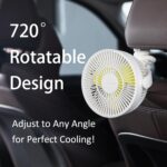 JISULIFE Battery Operated Portable Stroller Fan,4 Wind Speeds and 720° Adjustable Angle,USB Rechargeable Handheld Mini Fan,Octopus Clip Design for Crib, Golf Cart, Treadmill - White - Image 3