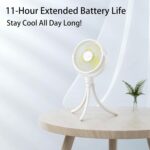 JISULIFE Battery Operated Portable Stroller Fan,4 Wind Speeds and 720° Adjustable Angle,USB Rechargeable Handheld Mini Fan,Octopus Clip Design for Crib, Golf Cart, Treadmill - White - Image 6