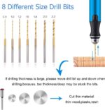 3-Speed Cordless Mini Drill Pen With 8 Small Drill Bits,Rechargeable Electric Hand Drill Pin Vise,Resin Drill Set For Jewelry Making,Resin,Plastic,Wood,Keychains DIY (BLUE) - Image 6