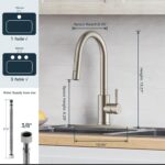 FORIOUS Kitchen Faucet with Pull Down Sprayer, Brushed Nickel High Arc Modern Classic Sink Faucet Stainless Steel with Deck Plate Fit for 1 or 3 Hole for Pot Filler Bar Farmhouse Laundry Rv - Image 3