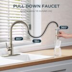FORIOUS Kitchen Faucet with Pull Down Sprayer, Brushed Nickel High Arc Modern Classic Sink Faucet Stainless Steel with Deck Plate Fit for 1 or 3 Hole for Pot Filler Bar Farmhouse Laundry Rv - Image 4