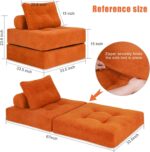 Convertible Futon Sofa Bed with Pillow – Multi-Function Foam Sleeper Chair, Space-Saving Sofa for Living Room & Bedroom, Soft Floor Mattress for Guests, Comfortable & Easy to Clean (DarkOrange) - Image 3