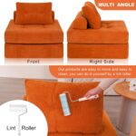Convertible Futon Sofa Bed with Pillow – Multi-Function Foam Sleeper Chair, Space-Saving Sofa for Living Room & Bedroom, Soft Floor Mattress for Guests, Comfortable & Easy to Clean (DarkOrange) - Image 5