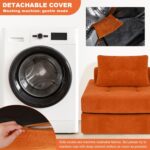 Convertible Futon Sofa Bed with Pillow – Multi-Function Foam Sleeper Chair, Space-Saving Sofa for Living Room & Bedroom, Soft Floor Mattress for Guests, Comfortable & Easy to Clean (DarkOrange) - Image 7