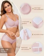 Seamless Bras for Women No Underwire Push Up Bra Full Coverage V-Neck Wirefree Bralettes Soft T-Shirt Everyday Bra - Image 5