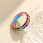 Anxiety Ring for Women Spinner Rings:Rotating Rings Stainless Steel 6mm Moon Star Anxiety for Men Band Jewelry Gift for Women Size 6 7 8 9 10 - Image 7