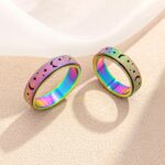 Anxiety Ring for Women Spinner Rings:Rotating Rings Stainless Steel 6mm Moon Star Anxiety for Men Band Jewelry Gift for Women Size 6 7 8 9 10 - Image 8