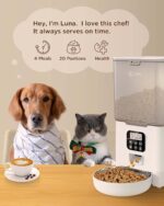 Ciays Automatic Cat Feeder, 5.6L, Control 4 Meals Per Day, Pet Dry Food Dispenser, Dual Power Supply & Voice Recorder, White - Image 3
