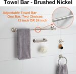 BGL Bathroom Accessory Set, Brushed Nickel Adjustable Expandable Towel Bar 4-Piece Bathroom Hardware Set Wall Mounted - Image 5