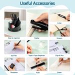 deli Office Supplies Set, 1045 Pcs-Desk Accessory Organizer Kit, Stapler Set, Rotating Multi-Functional Pen Holder, Tape Dispenser, Pens, Binder Clips, Sharpener, Scissor, Eraser, Black - Image 5