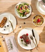 TheTerra Ceramic Dinnerware Sets for 4, 12 Pieces Porcelain Lightweight Plates and Bowls Sets, Scratch Resistant Dish Set, Oven & Microwave & Dishwasher Safe, Beige - Image 4